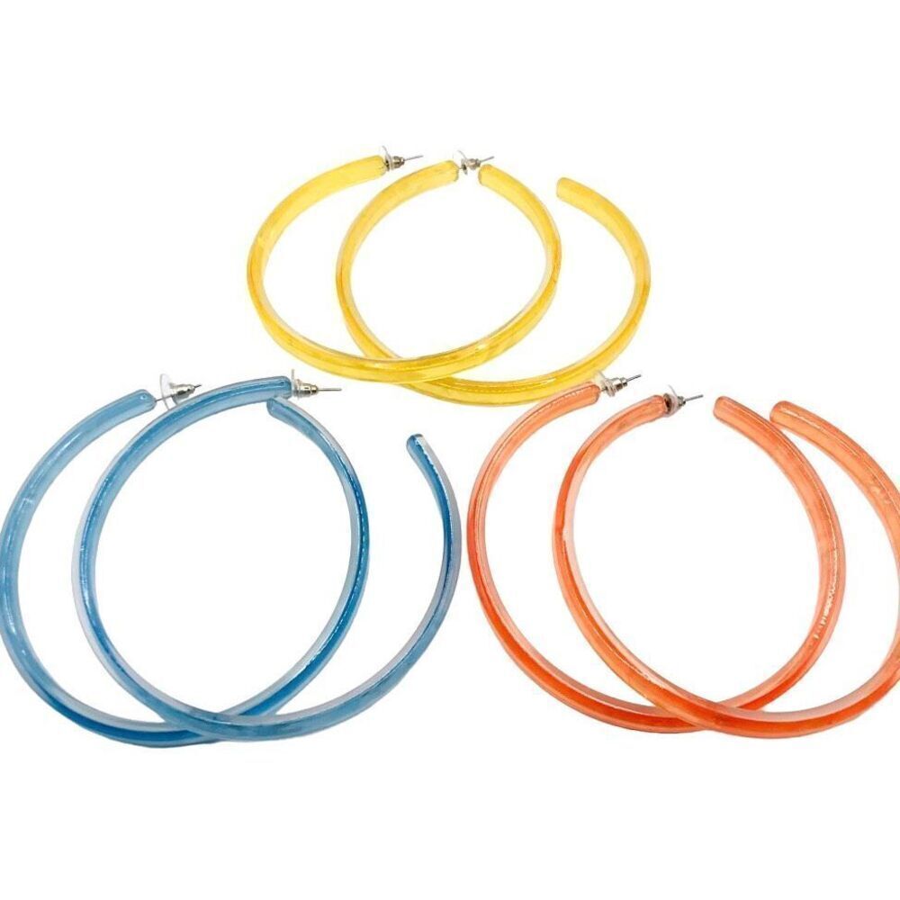 Colorful Large Hoop Earring 3 pairs Statement Acrylic Hoop Earrings